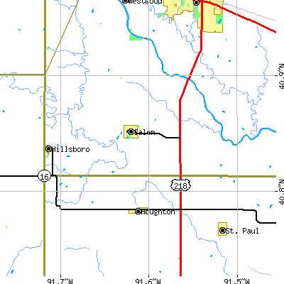 Zip code 52649 close-up map