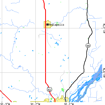 Zip code 52650 close-up map