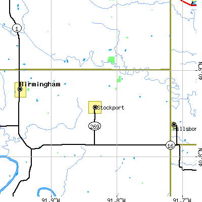 Zip code 52651 close-up map