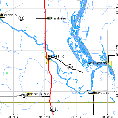 Zip code 52653 close-up map