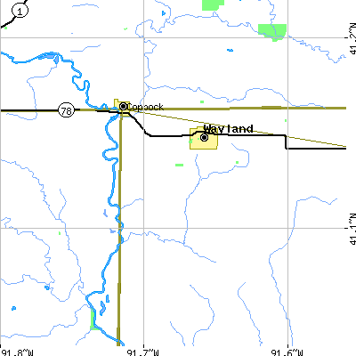 Zip code 52654 close-up map