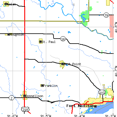 Zip code 52656 close-up map