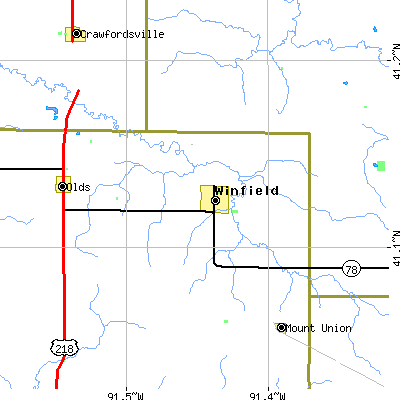 Zip code 52659 close-up map
