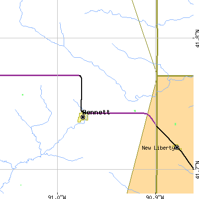 Zip code 52721 close-up map