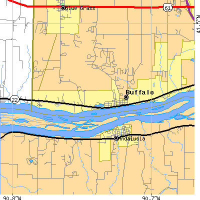 Zip code 52728 close-up map