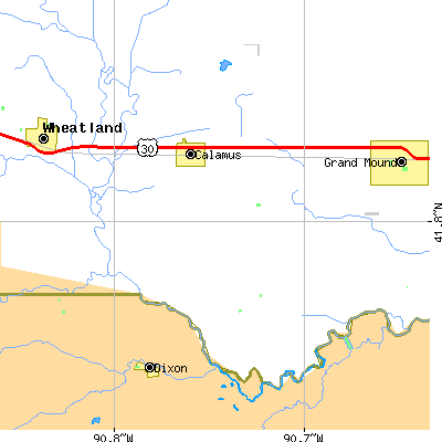 Zip code 52729 close-up map