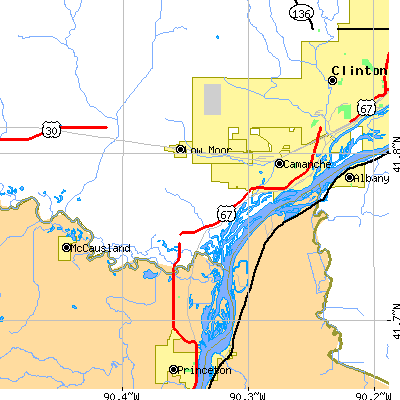 Zip code 52730 close-up map