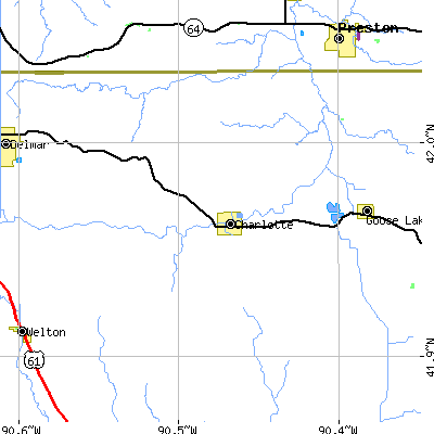 Zip code 52731 close-up map
