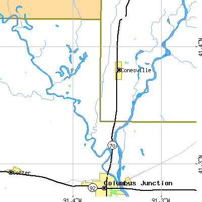 Zip code 52739 close-up map