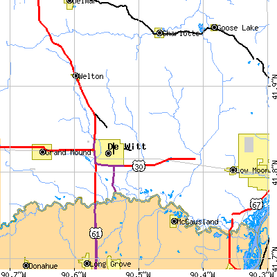 Zip code 52742 close-up map