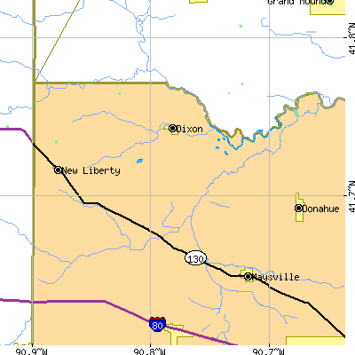 Zip code 52745 close-up map