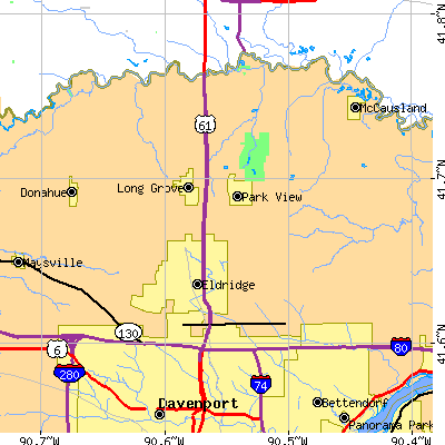 Zip code 52748 close-up map