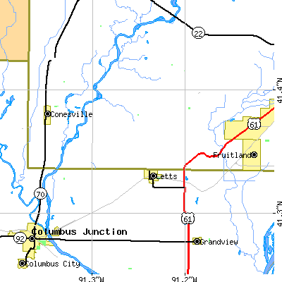 Zip code 52754 close-up map
