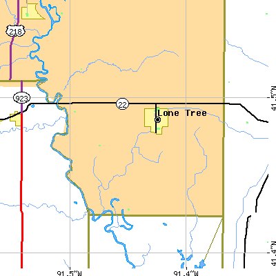 Zip code 52755 close-up map