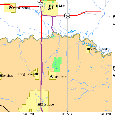 Zip code 52756 close-up map
