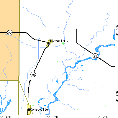 Zip code 52766 close-up map