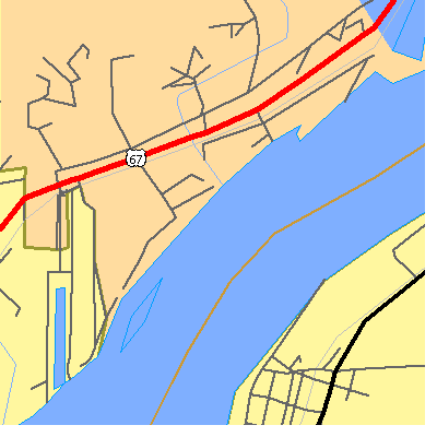 Zip code 52767 close-up map