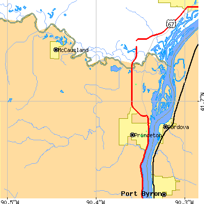 Zip code 52768 close-up map