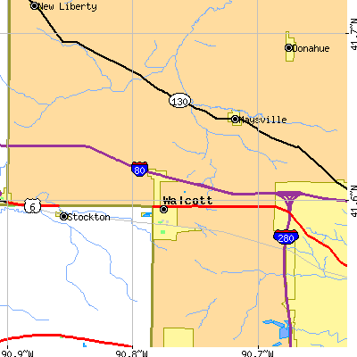 Zip code 52773 close-up map