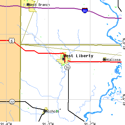 Zip code 52776 close-up map
