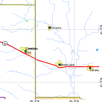 Zip code 52777 close-up map