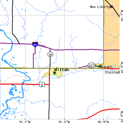 Zip code 52778 close-up map