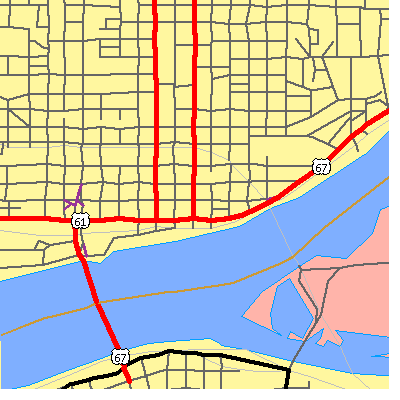 Zip code 52801 close-up map