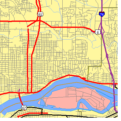 Zip code 52803 close-up map