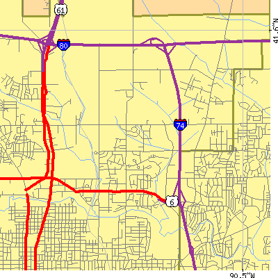 Zip code 52807 close-up map
