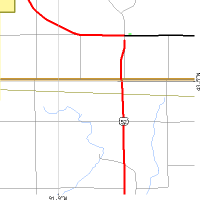 Zip code 55954 close-up map