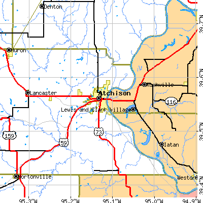Zip code 66002 close-up map