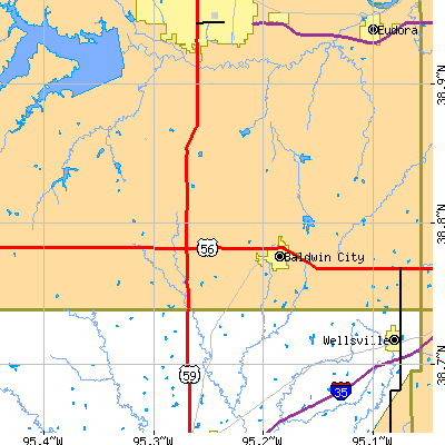 Zip code 66006 close-up map