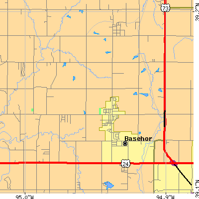 Zip code 66007 close-up map