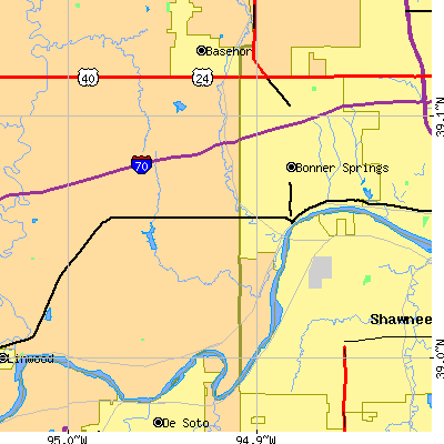 Zip code 66012 close-up map