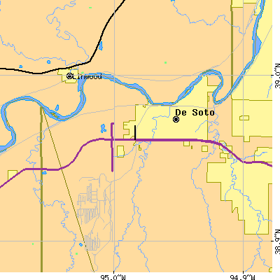Zip code 66018 close-up map