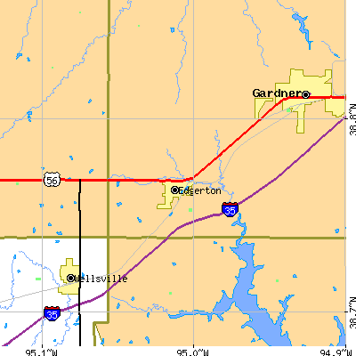 Zip code 66021 close-up map
