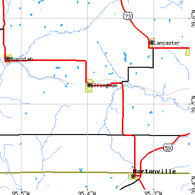 Zip code 66023 close-up map