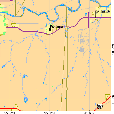 Zip code 66025 close-up map