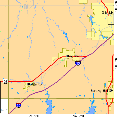 Zip code 66030 close-up map