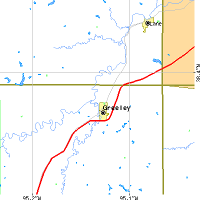 Zip code 66033 close-up map