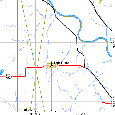 Zip code 66035 close-up map