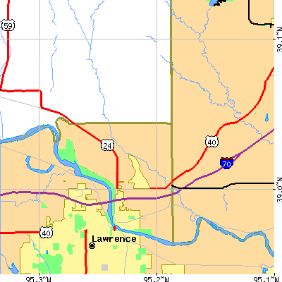 Zip code 66044 close-up map