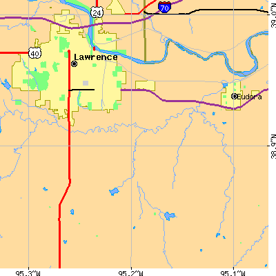 Zip code 66046 close-up map