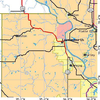 Zip code 66048 close-up map