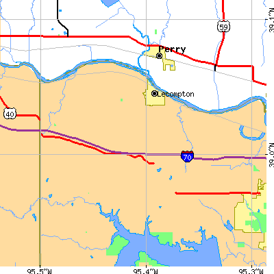 Zip code 66050 close-up map