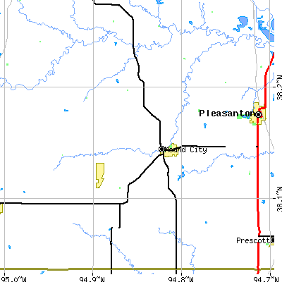 Zip code 66056 close-up map
