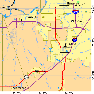 Zip code 66061 close-up map