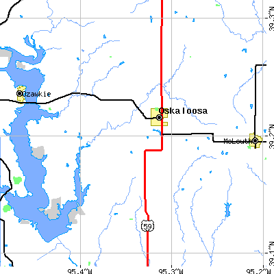Zip code 66066 close-up map