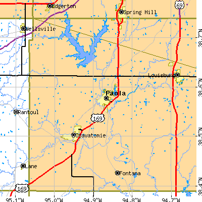 Zip code 66071 close-up map