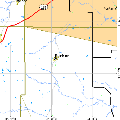 Zip code 66072 close-up map